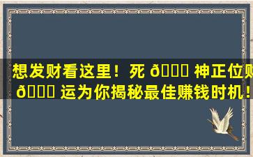 想发财看这里！死 🐘 神正位财 🍀 运为你揭秘最佳赚钱时机！
